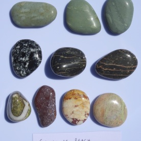 Ten tumblestones from Gemstone Beach.