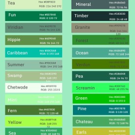 Shades of green. Source: https://gotodesigno.com/shades-of-green-color